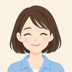 納得して笑顔のDIY初心者の女性キャラクター